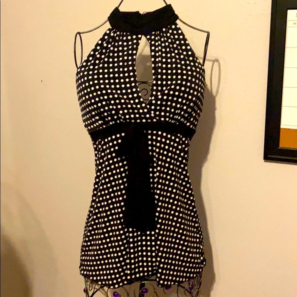 Byline polka dot sleeveless halter blouse size S